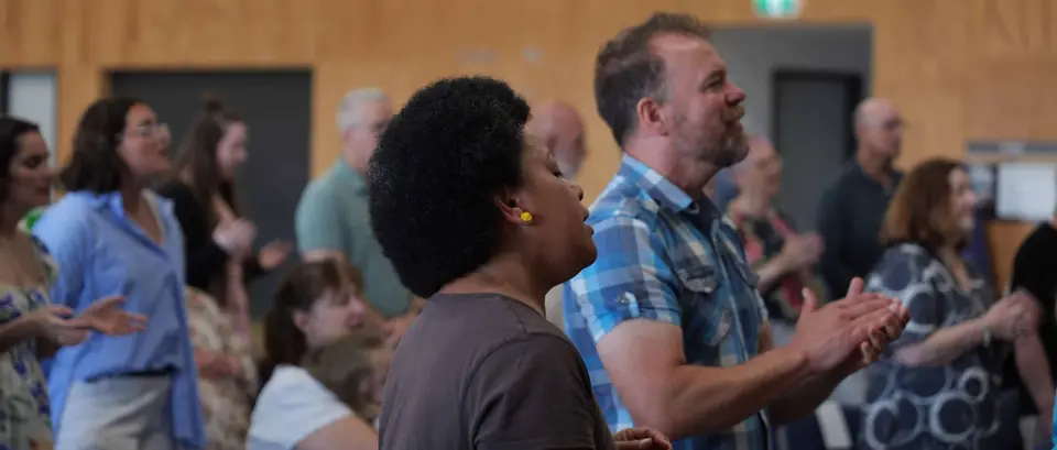 The Rhythm Church congregation worshipping together on a Sunday