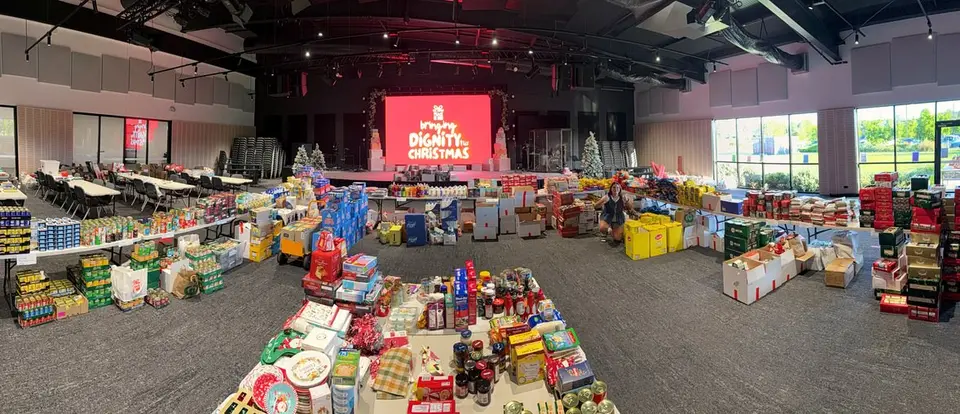 Volunteers sorting donations for Parcels of Peace